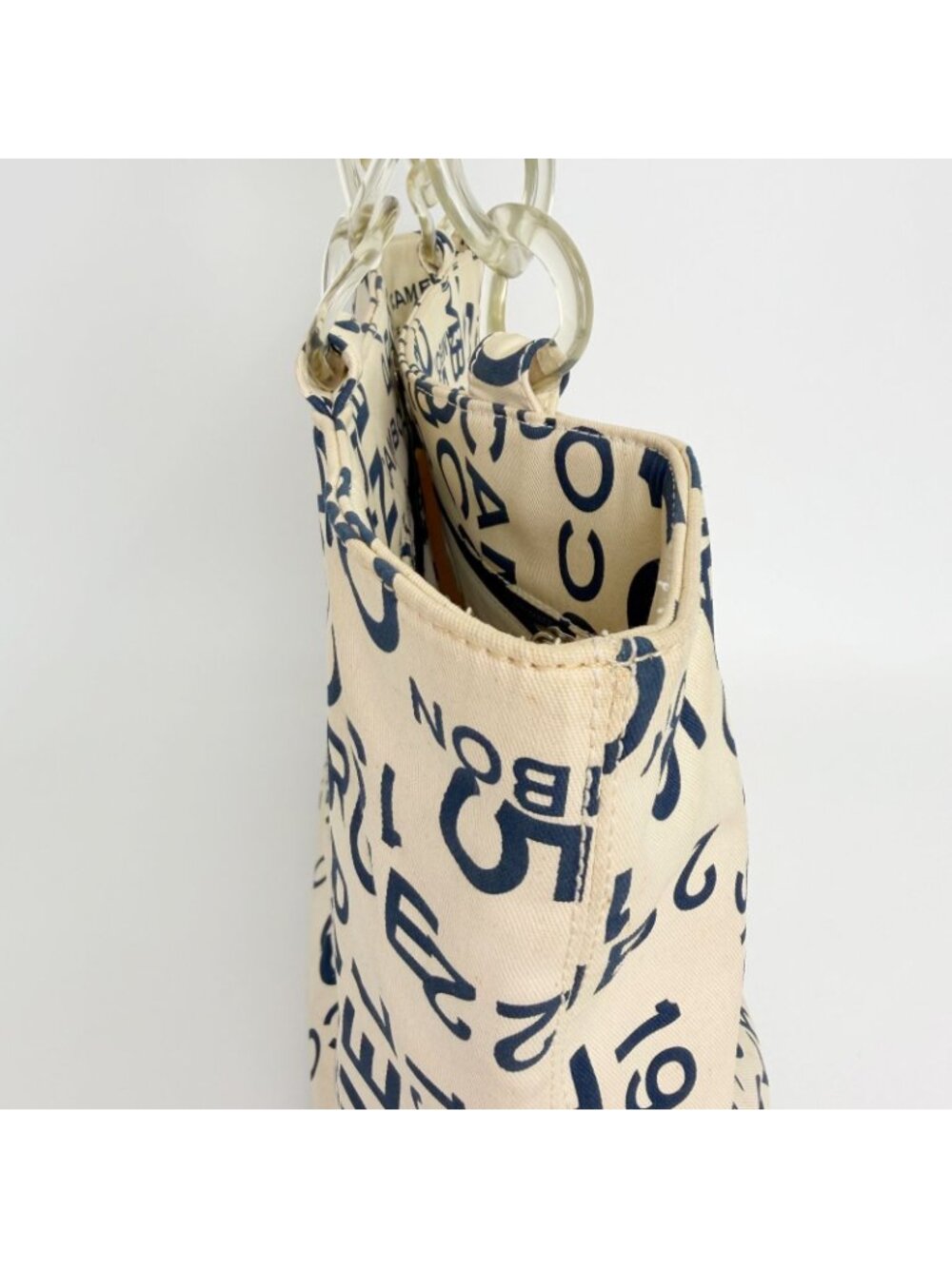 Chanel Logo Mania Typography Tote Canvas Ivory Vintage - Picture 6 of 16